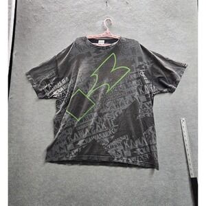 Kawasaki Men Shirt 2XL Gray Graphic Motocross BMX Grunge‎ Short Sleeve Y2K USA